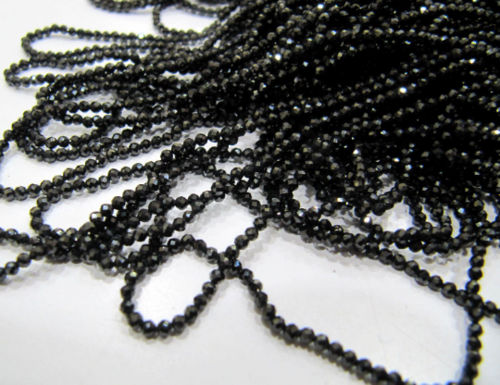 Natural Black Spinel Round Faceted Beads 2mm Strand 13 inches Long