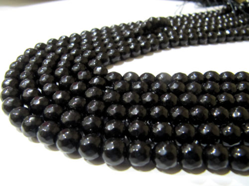 Black Onyx Round Faceted 10mm Beads Sold Per Strand 14-15 inches long