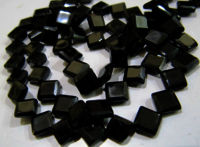 Natural Black Spinel Square Shape Faceted Beads 5 to 7mm Strand 13 inch long