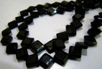 Natural Black Spinel Square Shape Faceted Beads 5 to 7mm Strand 13 inch long