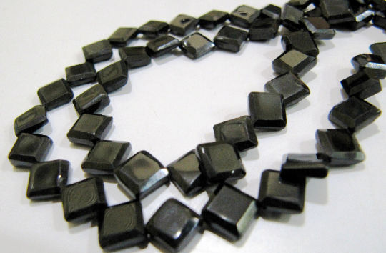 Natural Black Spinel Square Shape Faceted Beads 5 to 7mm Strand 13 inch long