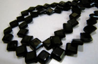 Natural Black Spinel Square Shape Faceted Beads 5 to 7mm Strand 13 inch long