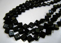 Natural Black Spinel Square Shape Faceted Beads 5 to 7mm Strand 13 inch long