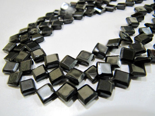 Natural Black Spinel Square Shape Faceted Beads 5 to 7mm Strand 13 inch long