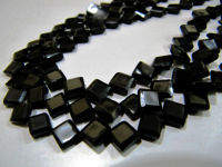 Natural Black Spinel Square Shape Faceted Beads 5 to 7mm Strand 13 inch long