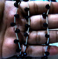 Natural Black Spinel Drop Shape Faceted 5x7mm to 6x8mm beads 10 inch long