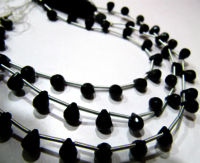 Natural Black Spinel Drop Shape Faceted 5x7mm to 6x8mm beads 10 inch long