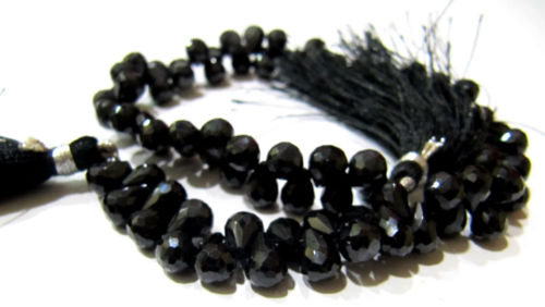 Natural Black Spinel Drop Shape Faceted 5x7mm to 6x8mm beads 10inches