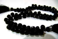 Natural Black Spinel Drop Shape Faceted 5x7mm to 6x8mm beads 10inches