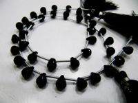 Natural Black Spinel Faceted 6x8 mm Size Teardrop Shape Beads Strand 8 inches long