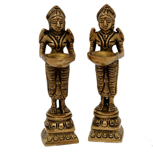 aakrati Deep Laxmi Pair Made Of Metal Unique For Decor And Temple Brass (Pack of 2) Table Diya Set  (Black Antique)