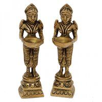 aakrati Deep Laxmi Pair Made Of Metal Unique For Decor And Temple Brass (Pack of 2) Table Diya Set  (Black Antique)