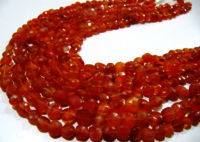 Natural Carnelian Coin Shape Faceted 6mm Beads Strand 13inches long