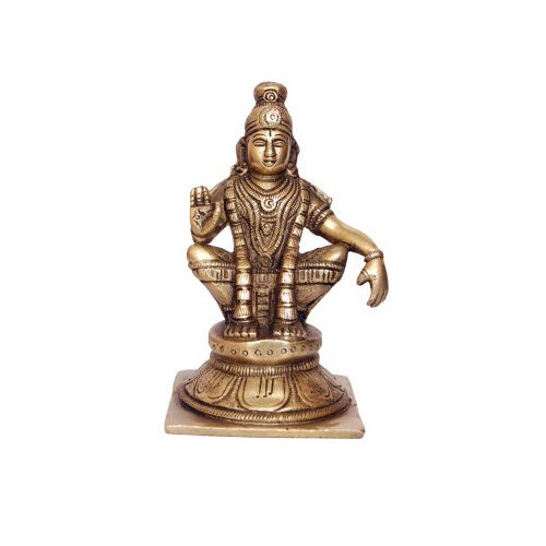 aakrati Ayyappa metal figure for your Temple Decorative Showpiece - 14 cm  (Glass, Yellow)