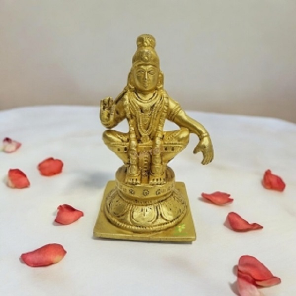 aakrati Ayyappa metal figure for your Temple Decorative Showpiece - 14 cm  (Glass, Yellow)