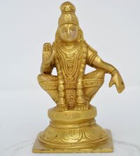 aakrati Ayyappa metal figure for your Temple Decorative Showpiece - 14 cm  (Glass, Yellow)