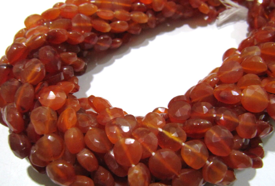 Natural Carnelian Coin Shape Faceted Beads 7mm Beads Strand 13Inch long