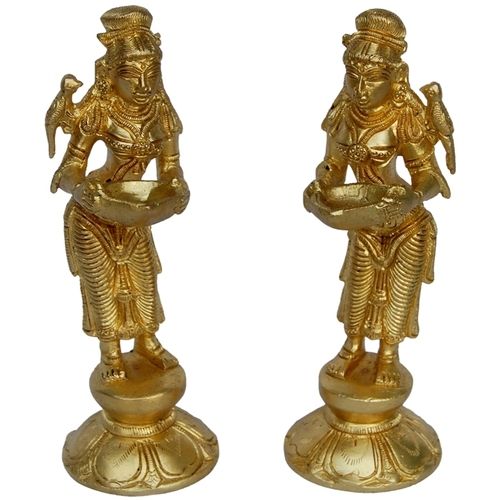 aakrati Decorativ Deep Lady Pair Of 2 Pieces Brass (Pack of 2) Table Diya Set  (Height: 7 inch)