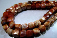 Natural Carnelian Beads / 6-7mm Faceted 3D Cube Shape Strand 8 inch long