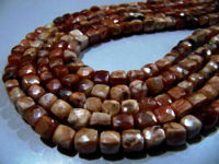 Natural Carnelian Beads / 6-7mm Faceted 3D Cube Shape Strand 8 inch long