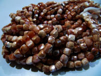 Natural Carnelian Beads / 6-7mm Faceted 3D Cube Shape Strand 8 inch long