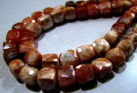 Natural Carnelian Beads / 6-7mm Faceted 3D Cube Shape Strand 8 inch long