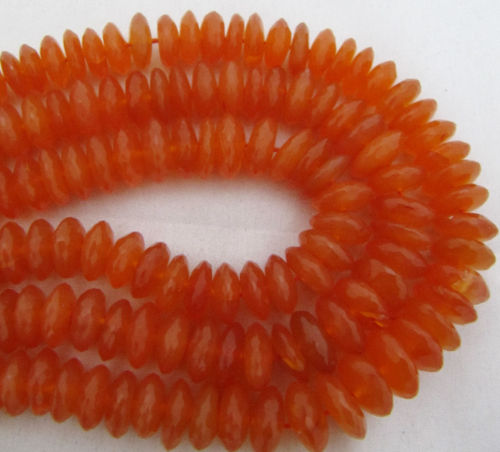 Natural Carnelian German Cut Rondelle Faceted Beads 8 to12mm Strand 8''Long