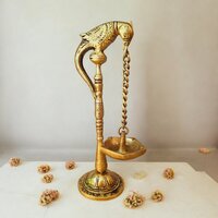 aakrati Bird Deepak Oil Lamp Stand Pair Brass Hindu Religious Puja Art Fengshui gifts