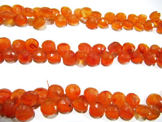 Natural Carnelian Heart Shape Faceted 10mm Beads Strand 8 inches long