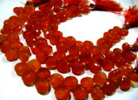 Natural Carnelian Heart Shape Faceted 10mm Beads Strand 8 inches long