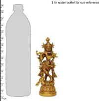 aakrati Hindu Lord Krishna Metal idol figure. God Murlidhar statue unique for gift, religious decoration & temple worhip Decorative Showpiece - 18 cm  (Brass, Yellow)