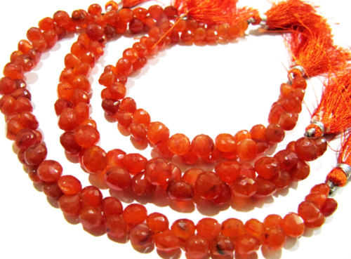 Natural Carnelian Onion shape Faceted 7-8mm Beads Strand 8 inches long