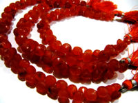 Natural Carnelian Onion shape Faceted 7-8mm Beads Strand 8 inches long