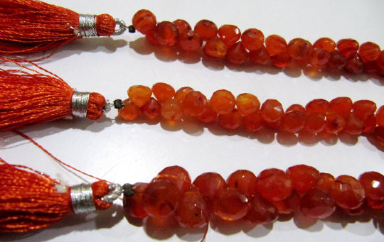 Natural Carnelian Onion shape Faceted 7-8mm Beads Strand 8 inches long