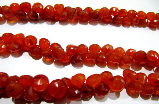 Natural Carnelian Onion shape Faceted 7-8mm Beads Strand 8 inches long