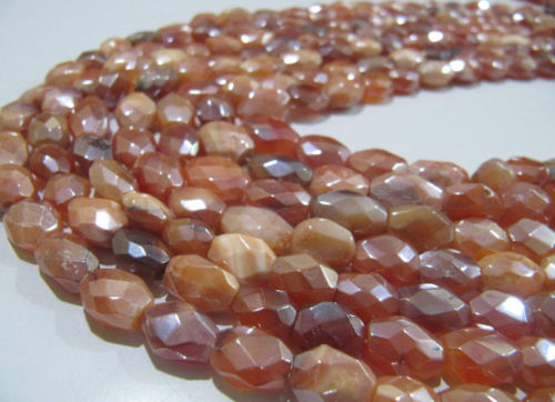 Natural Carnelian Oval Shape Faceted 6x9mm Beads Strand 13 inches long