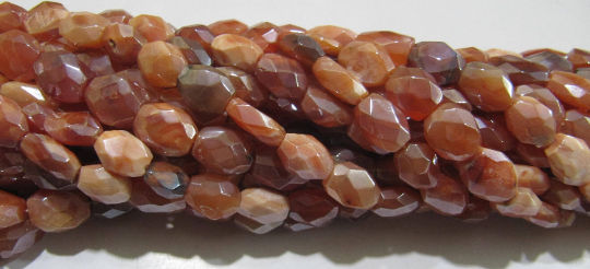 Natural Carnelian Oval Shape Faceted 6x9mm Beads Strand 13 inches long