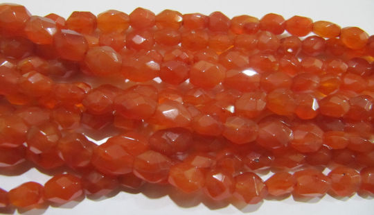 Natural Carnelian Faceted Oval Shape 6x9mm Beads Strand 13 inch long