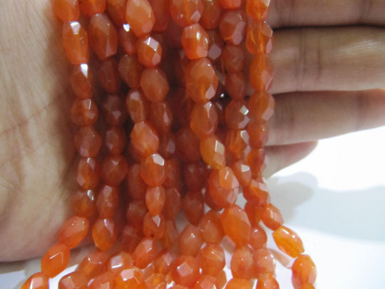 Natural Carnelian Faceted Oval Shape 6x9mm Beads Strand 13 inch long