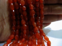 Natural Carnelian Faceted Oval Shape 6x9mm Beads Strand 13 inch long