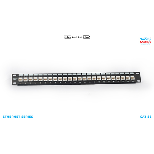 Marx 24 Port Cat 5e Loaded Patch Panel 180 degree