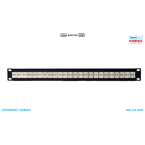 Marx 24 Port Cat 6 Loaded Patch Panel 180 degree