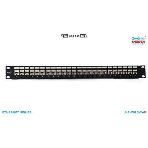 Marx 24 Port Cat 8 STP Loaded Patch Panel 180 degree