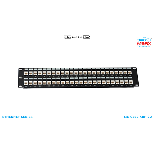 Marx 2U - 48 Port Cat 5e loaded Patch Panel 180 degree