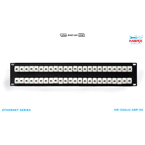 Marx 2U - 48 Port Cat 6A UTP loaded Patch Panel 180 degree