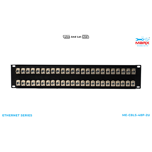 Marx 2U - 48 Port Cat 8 STP loaded Patch Panel 180 degree