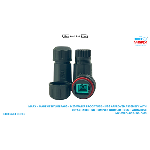 Marx- Made Of Nylon PA66-M20 Water Proof Tube-IP68 Approved Assembly With Detachable-SC-Simplex Coupler-OM3-Aqua Blue