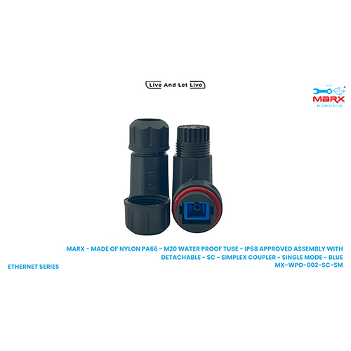 Marx- Made Of Nylon PA66-M20 Water Proof Tube-IP68 Approved Assembly With Detachable-SC-Simplex Coupler-Single Mode-Blue