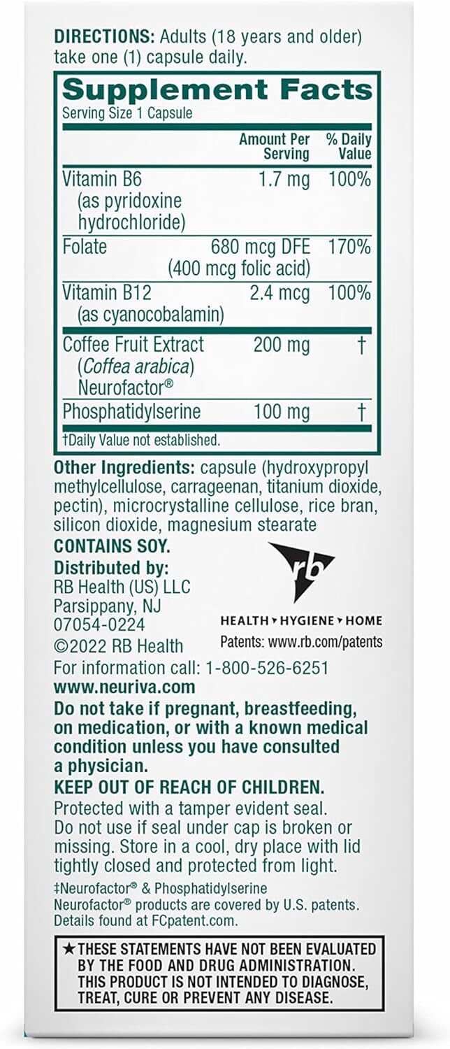 NEURIVA Plus Brain Supplement for Memory and Focus 30 Capsules