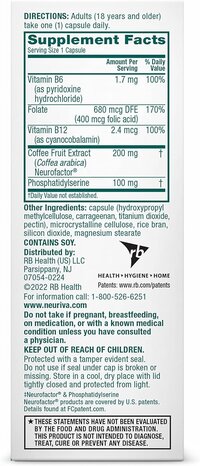 NEURIVA Plus Brain Supplement for Memory and Focus 30 Capsules